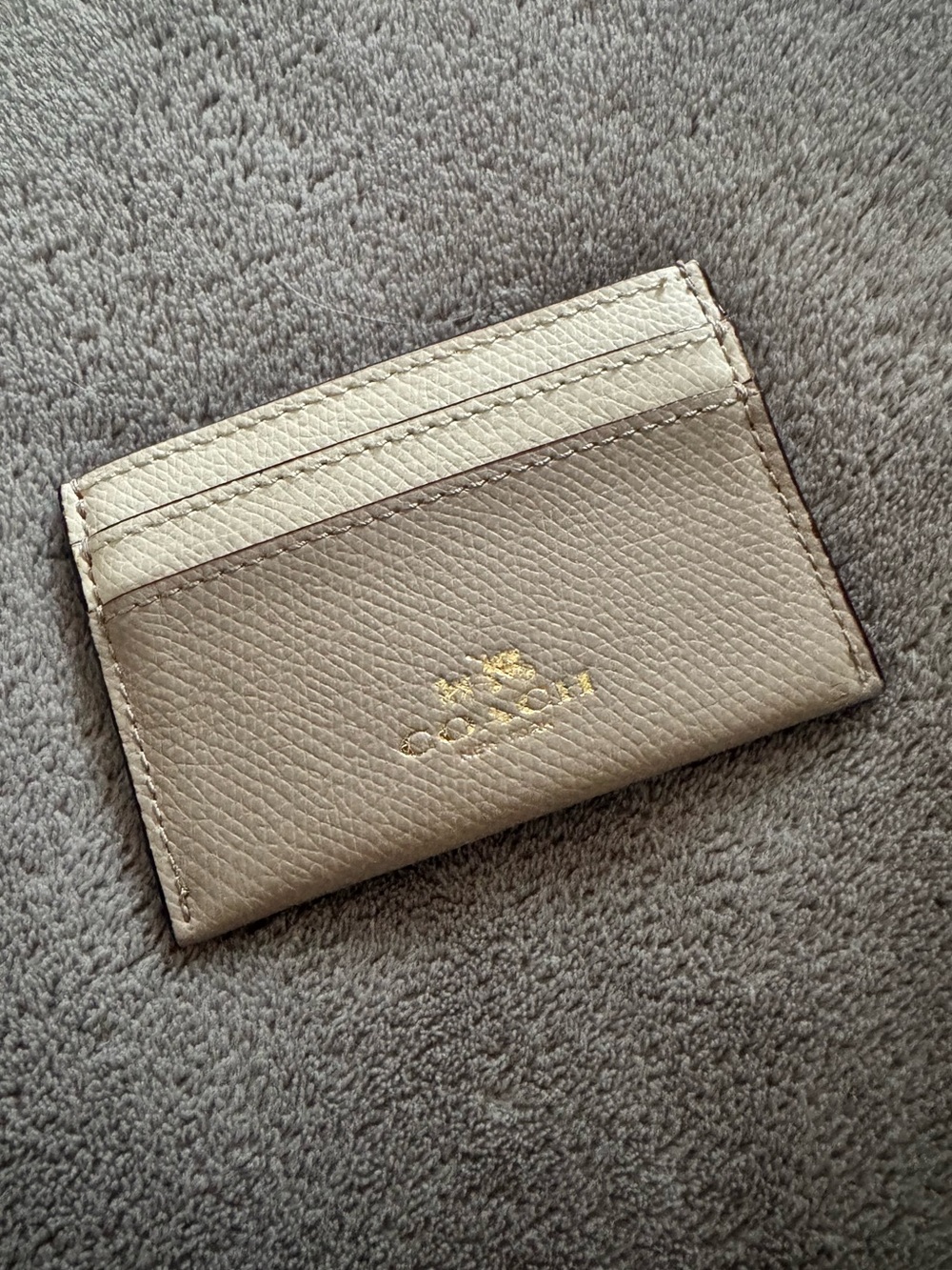 Coach Pebbled Leather Colorblock Chalk Multi / Taupe Card Case style #2979 NWOT